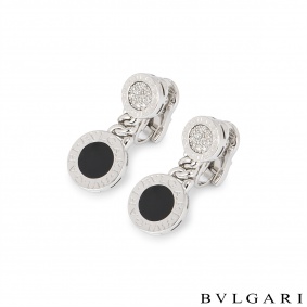 Bvlgari Bvlgari White Gold Diamond & Onyx Earrings